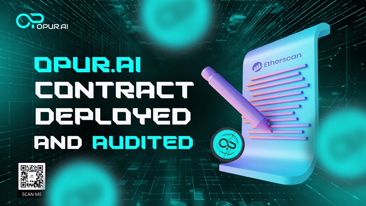 Opur_Ai's tweet photo. 💠 OPUR AI TOKEN DEPLOYED ON ETHERSCAN 

✅OPUR AI token has been successfully deployed on Etherscan and has passed its audit!
💠 $OP TOKEN SMART CONTRACT: 0x8acA7135b8C36C0d7F613908fA3e9039e4214e4C

🔹 ETHERSCAN LINK: 
https://t.co/oocFyCCfrM

⏳OPUR AI LISTING ON MONDAY 3TH, JUNE 19:00 UTC

🖥 Opur Ai Dashboard App: https://t.co/1jzqwEjI5o
📱 Ai Bot Hub: https://t.co/6co774cVer