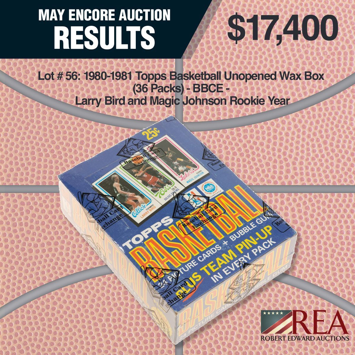 collect_rea's tweet photo. Outstanding Results: Lot # 56: 1980-1981 Topps Basketball Unopened Wax Box (36 Packs) - BBCE - Larry Bird and Magic Johnson Rookie Year

@reaonline @thehobby #basketballcards #unopenedpacks #auction #whodoyoucollect #cardcolector https://t.co/AN1NYYaKqk