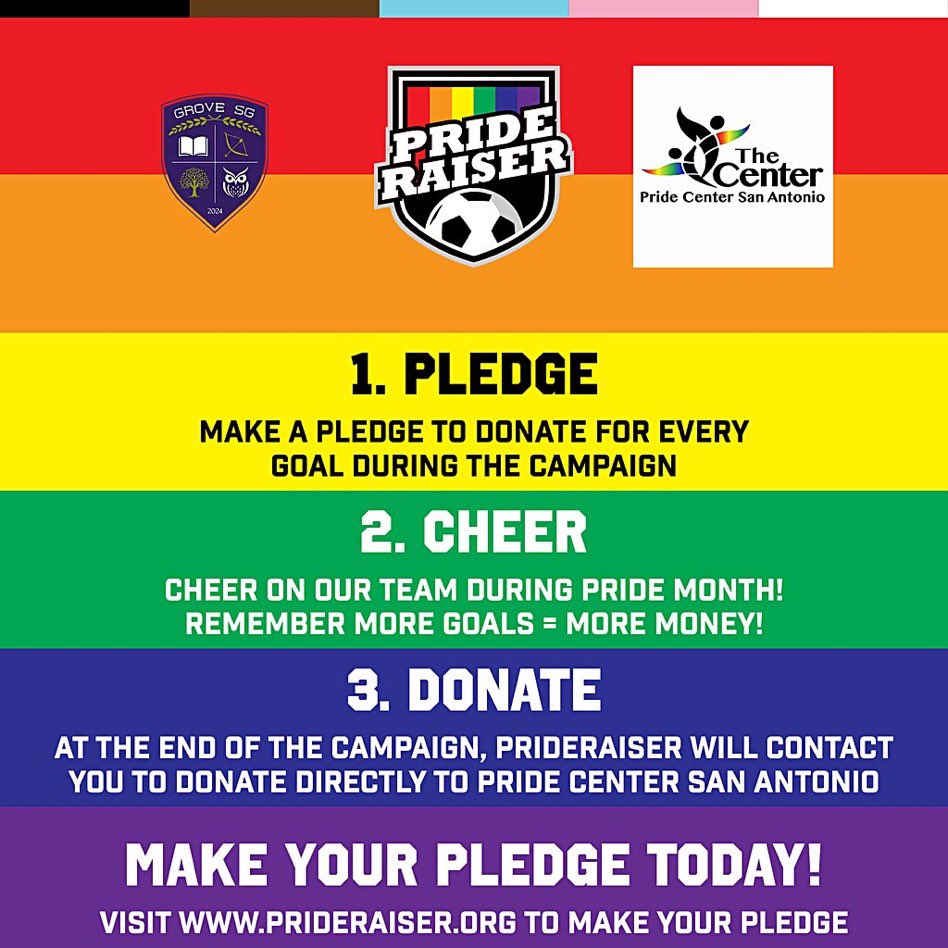 SAFanCollective's tweet photo. Support women’s soccer with #Pride with the @GroveAthenians: @SA_Athenians have 7 June games remaining, with the next this Wednesday at Lonestar. $7/goal in June pledges so far. Get your pledges in now! #GetInTheGrove https://t.co/vtif8vdyLI https://t.co/LgmApececB