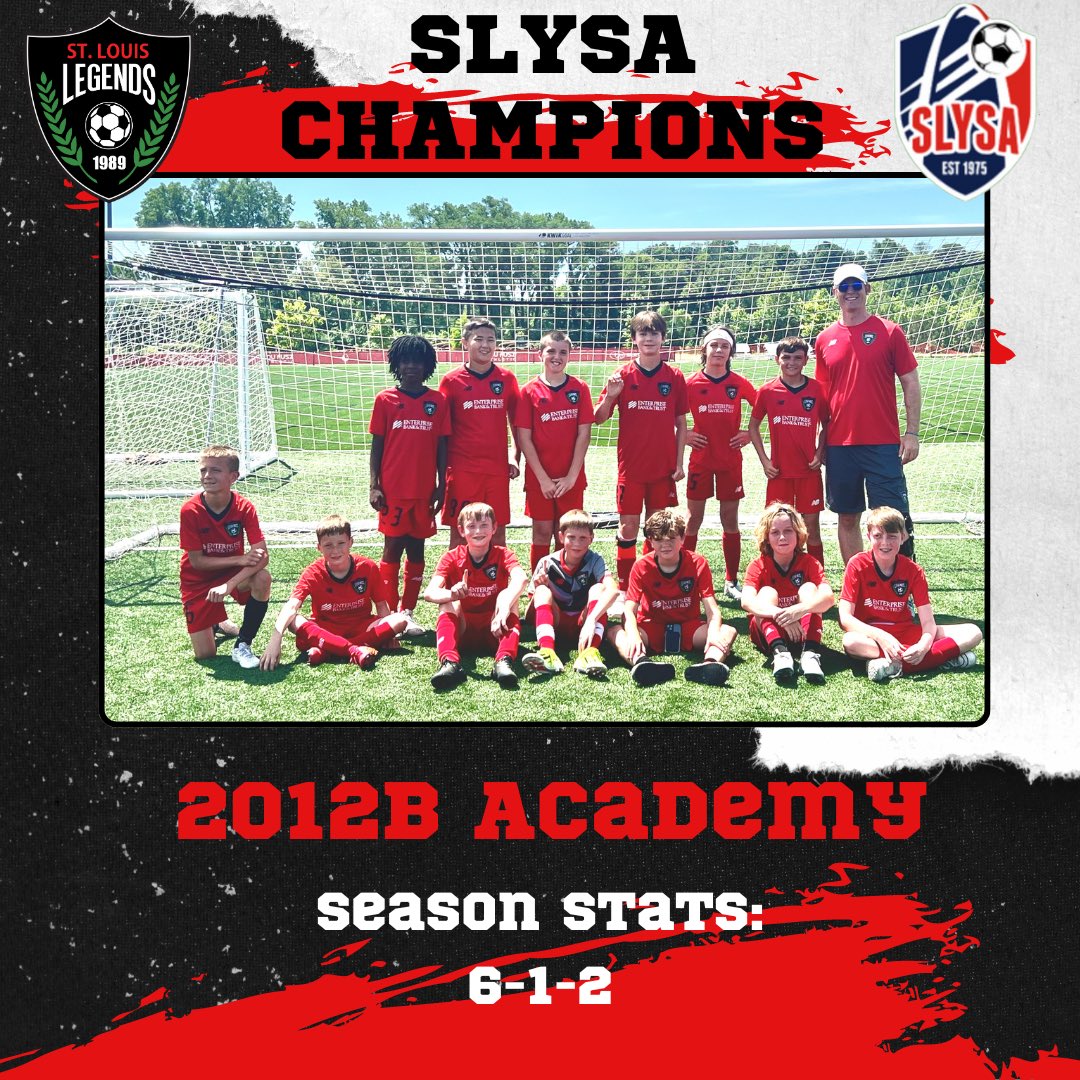 LegendsStl's tweet photo. Congratulations to our 2012B Academy team! They won their division today, beating MO Rush Blanco 3-1. Goals from Cam, Drew &amp; Nick L.!

The boys went 6-1-2 this season, with a 19 goal differential. Way to go!

@slysaleague https://t.co/5KYNY5Qx8i