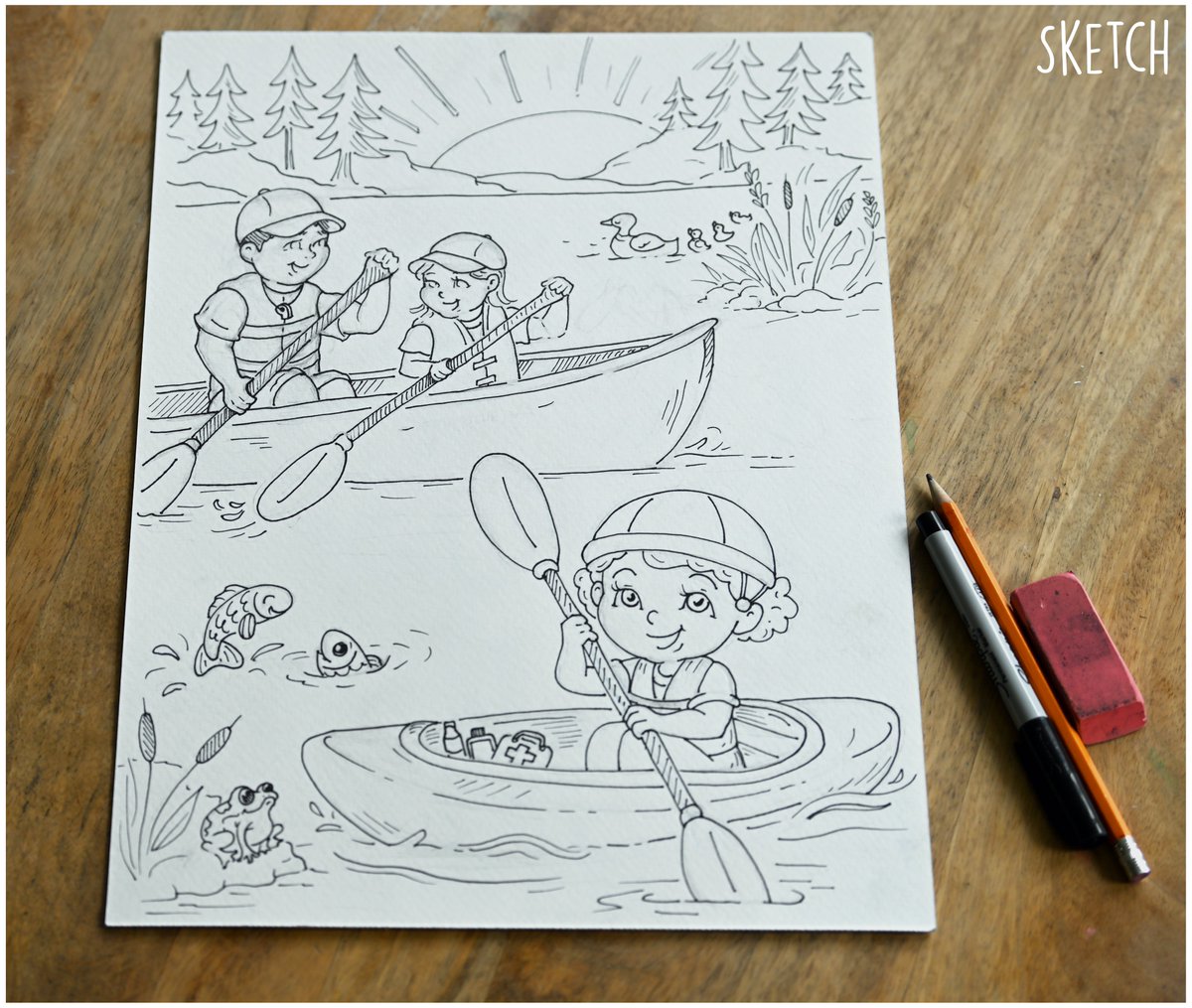 MrsOArtStudio's tweet photo. My favorite thing to do (besides painting)...🛶🐟 
When asked to design a coloring sheet for an upcoming art contest of course I said YES!
#watersafety #adventure #outdoors #paddling 
#canoeing #kayaks #summer #kayakingfun #WeAreCuCPS https://t.co/6BQhXgb3UB
