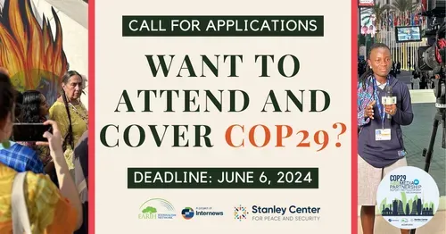 ⌛DON'T MISS OUT! There's still time to apply for our #CCMPCOP29 Fellowship with @StanleyConnect. We’re offering 20 journalists from low-&middle-income countries fellowships to report at this year's #COP29 in Baku, Azerbaijan. Apply by June 6, 2024: loom.ly/bsg1G-c