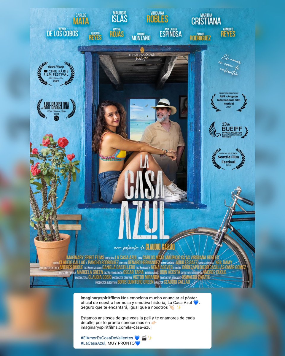 Estamos súper emocionados de acompañar a nuestro querido <a href="/carlosmatareal/">Carlos Mata</a> en este camino por #LaCasaAzul

Pronto podrás disfrutar de esta hermosa película