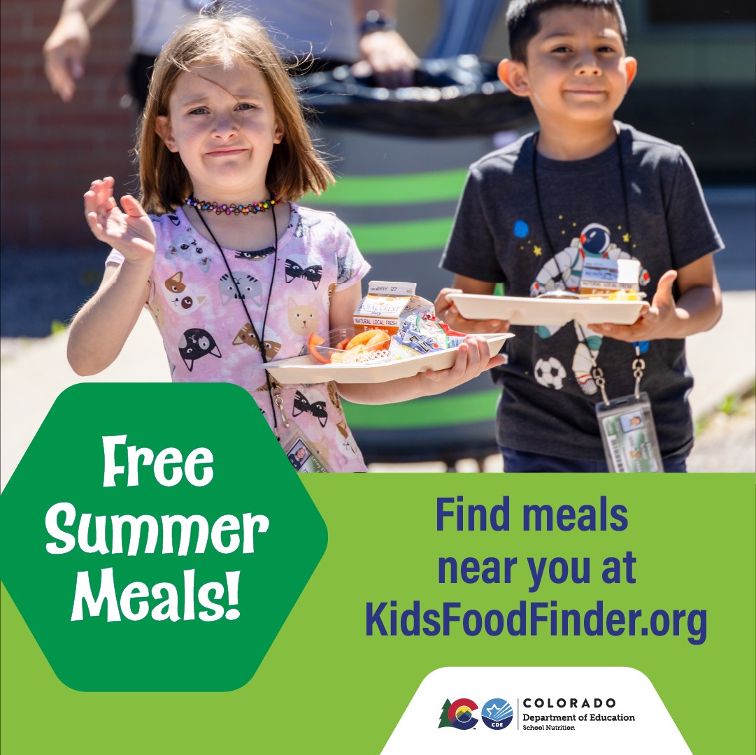 codepted's tweet photo. Did you know free meals are available for all kids 18 and under at locations around Colorado all summer long? No application required. 
Visit https://t.co/YdWh3Yv337 or text "Food" or "Comida" to 304-304 to learn more. https://t.co/RAmZU5rAxD