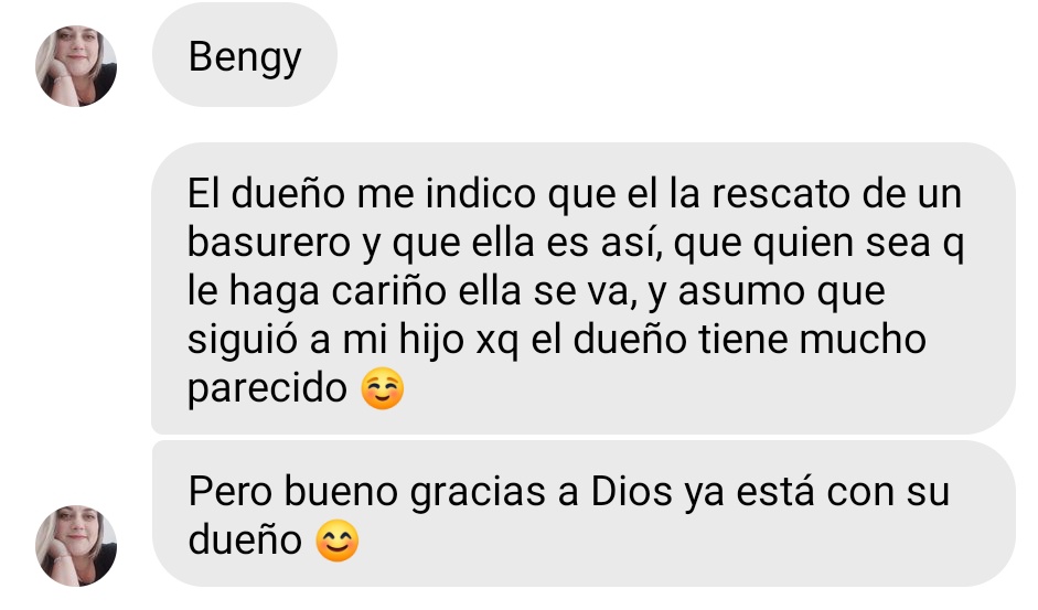 AlertaMePerdi's tweet image. Nos complace informar que #BENGY, ya se encuentra con sus tutores, gracias a tod@s por compartir la información.
