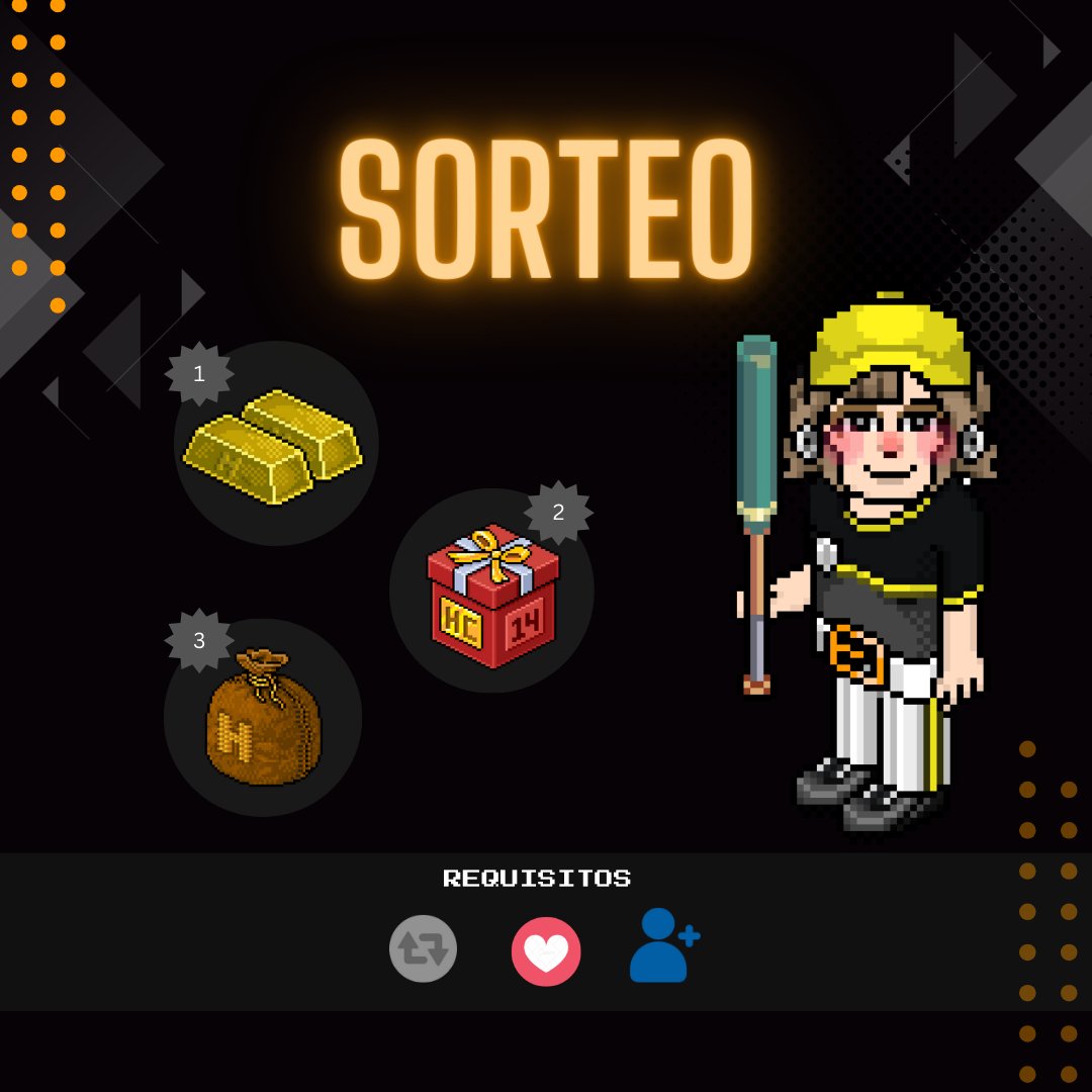 𝐒𝐎𝐑𝐓𝐄𝐎 𝐁𝐎𝐁𝐁𝐀 𝐋𝐄𝐀𝐆𝐔𝐄 𝐁𝐀𝐒𝐄𝐁𝐀𝐋𝐋

Requisitos: 
⚾️ Seguirnos <a href="/blbhabbo/">Bobba League Baseball</a> 
🔁 Retweet 
❤️ Favorito
👧Etiqueta 1 amigo (gana 10c) 

𝐁𝐎𝐍𝐔𝐒: si haces parte de nuestro Discord ganarás 10c más. discord.gg/blbhabbo  

𝐅𝐈𝐍𝐀𝐋𝐈𝐙𝐀 𝟎𝟗/𝟎𝟔/𝟐𝟒 - 𝟐𝐏𝐌🇨🇴