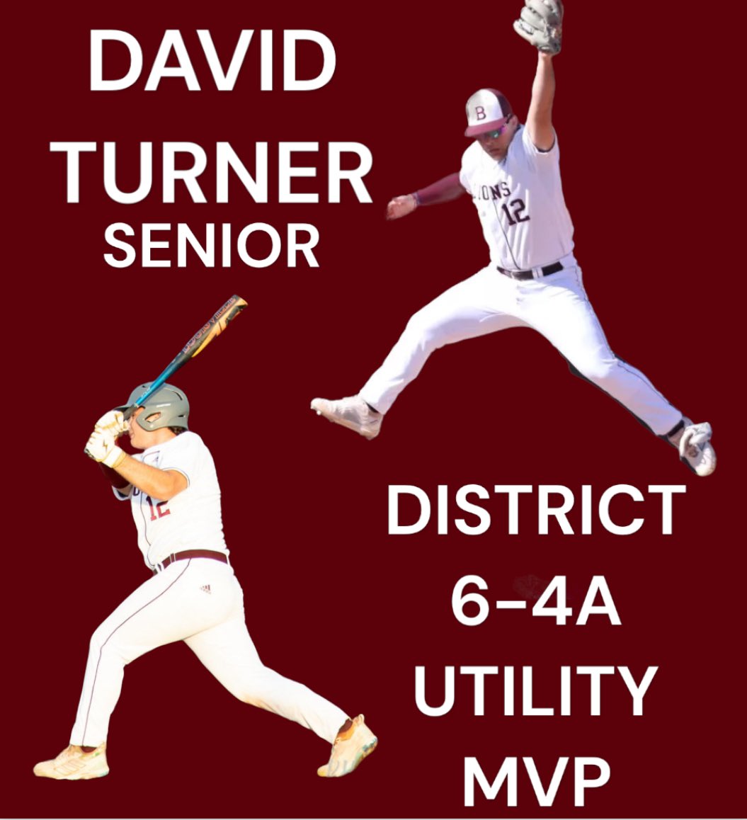 Brownwood Lions Baseball (@bhslionsbsball) on Twitter photo Congrats to <a href="/DavidTu78220323/">David Turner</a> District Utility MVP!
<a href="/CoachSandford/">Coach Sandford ⚾️</a> @ThrillHill_2 <a href="/CoachPhillips55/">Coach Phillips</a> <a href="/TxHS_Baseball/">TxHSBaseball</a> <a href="/THSBCA/">THSBCA</a> <a href="/BigCountrySport/">Evan Ren</a> Congrats to <a href="/DavidTu78220323/">David Turner</a> District Utility MVP!
<a href="/CoachSandford/">Coach Sandford ⚾️</a> @ThrillHill_2 <a href="/CoachPhillips55/">Coach Phillips</a> <a href="/TxHS_Baseball/">TxHSBaseball</a> <a href="/THSBCA/">THSBCA</a> <a href="/BigCountrySport/">Evan Ren</a>