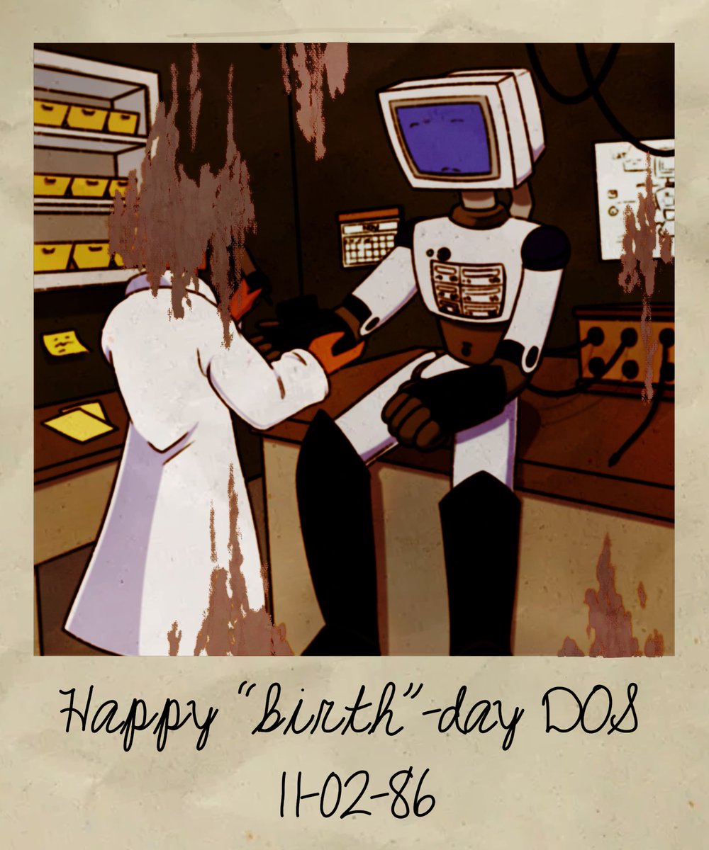 GrindingGearsOF's tweet photo. Say hello to DOS, the oldest bot at Nexus Tech. Created in 1986, DOS was the first fully sentient robot. This led to him becoming extremely famous, and even getting his own clothing line and being featured in some commercials.
#DOS #datablecharacter #objecthead #oldcomputer https://t.co/1M1u79ZJnr