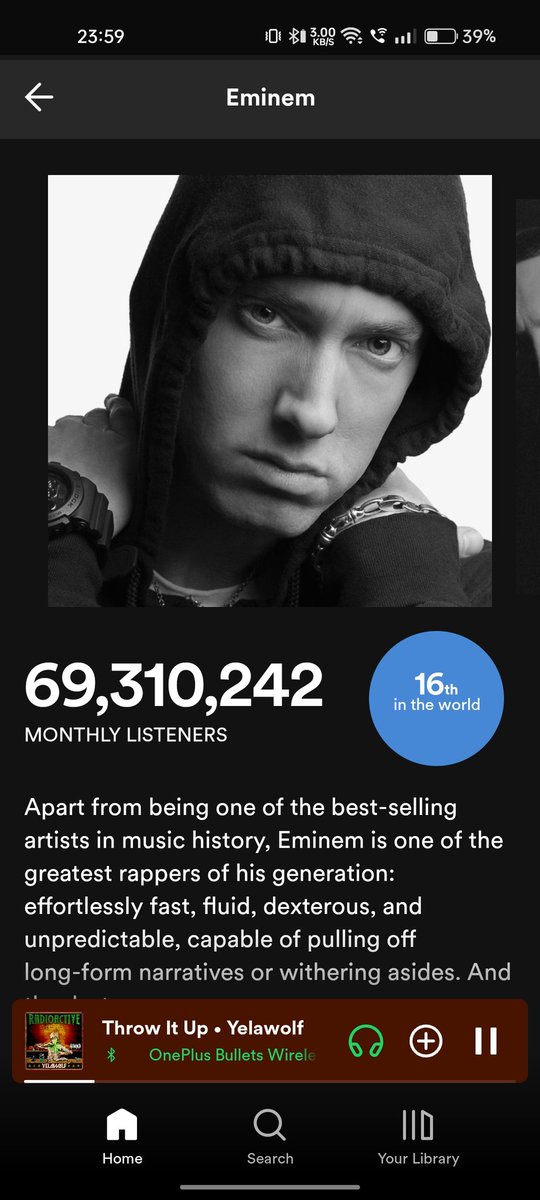 Holy shit! Eminem gained 2.6M listeners in 2 days🤩🔥Will cross 70 tomorrow. #Houdini