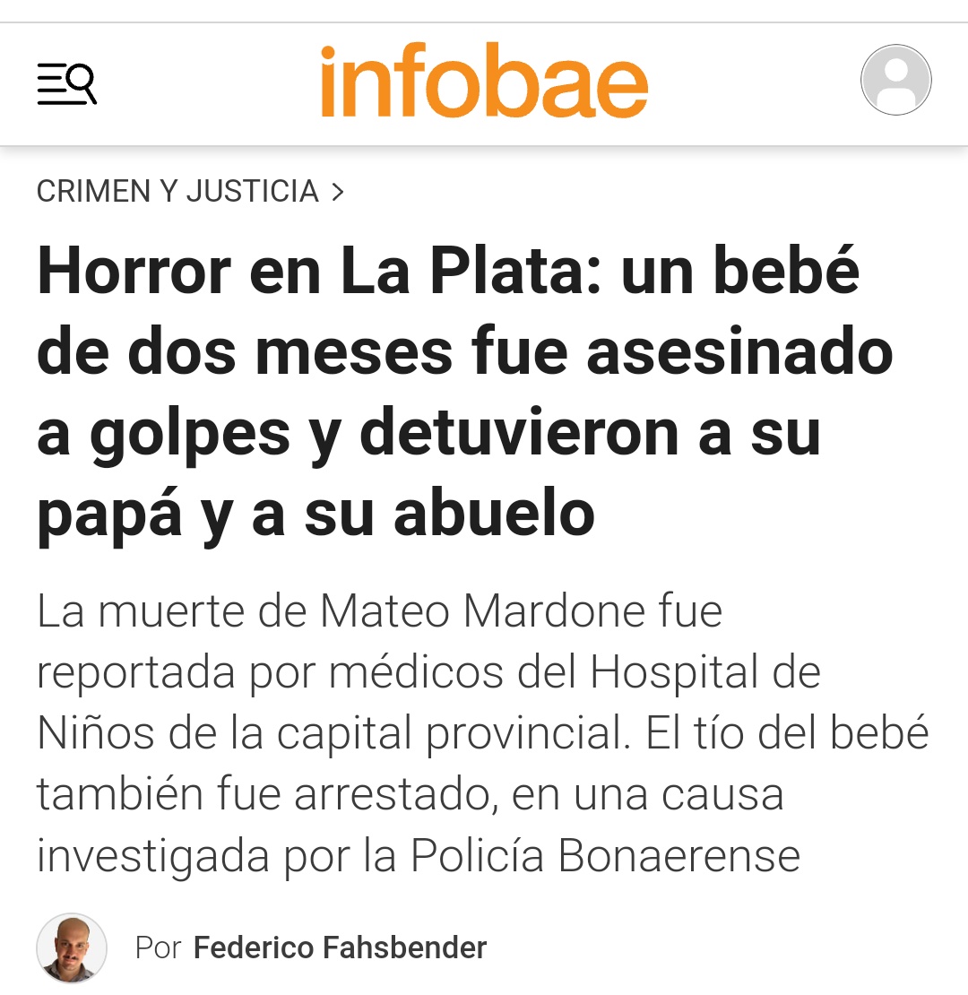 Un bebé de dos meses asesinado a golpes por su padre heterosexual. 
Quisiera saber a donde están los que se apropiaron del caso de Lucio como si fuera su propia causa, a menos que, claro... No les haya importado nunca Lucio, sino, poder odiar a las lesbianas.