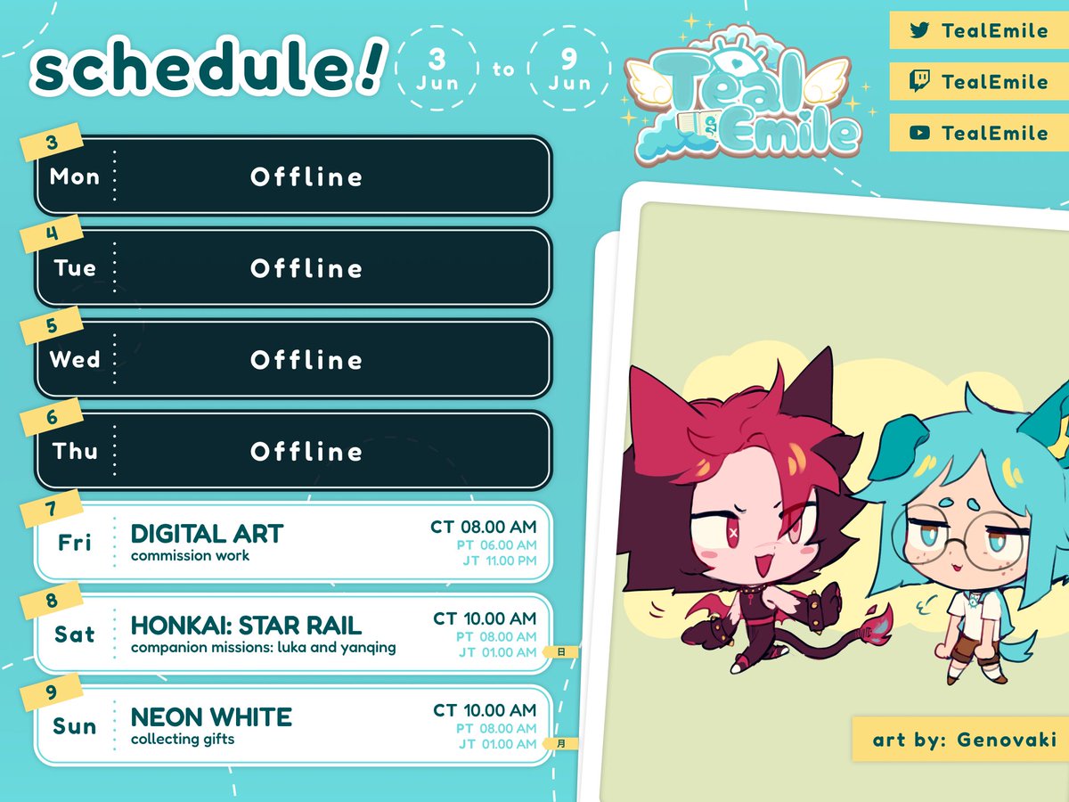 👁 PEEP THE SCHEDULE 👁

streams will be tentative and subject to change for the next month or so - thanks for sticking with me!