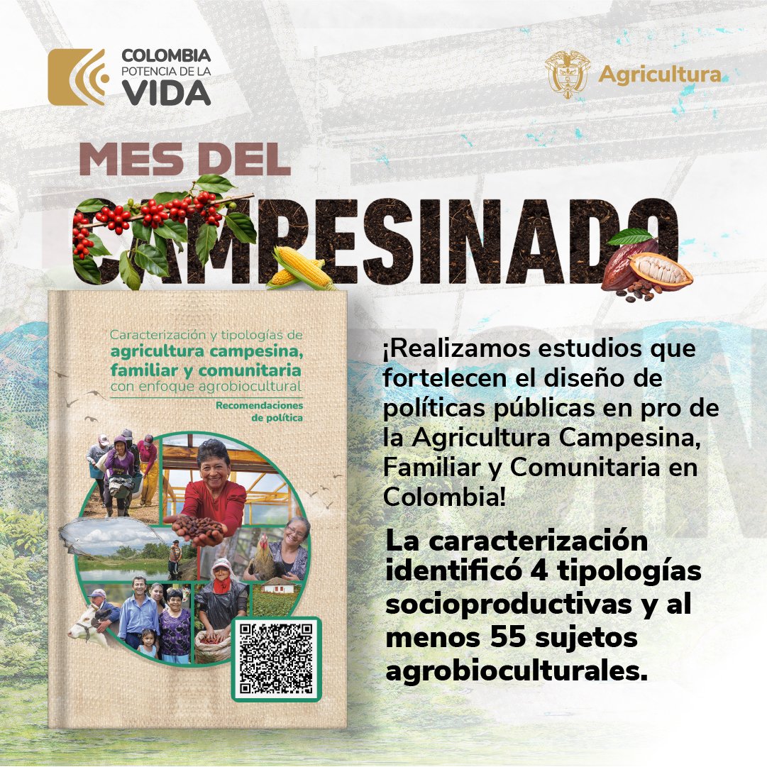 #Hoy lanzamos la publicación 'Caracterización y tipologías de la Agricultura Familiar, Campesina y Comunitaria, con enfoque agrobiocultural 👨🏾‍🌾👩🏼‍🌾' que brinda lineamientos a entidades que trabajan por este tipo de agricultura que está compuesta de la fuerza de trabajo de mujeres,