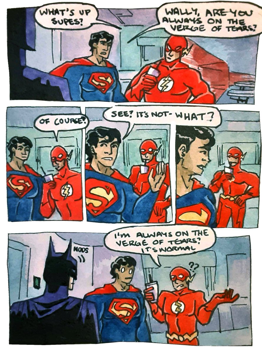 sasswonfp's tweet photo. This joke came to me in a fit of laughter - I posted this on tumblr a few years back #batman #dc #comic #superman #wallywest #flash https://t.co/bLjoC6uqq6