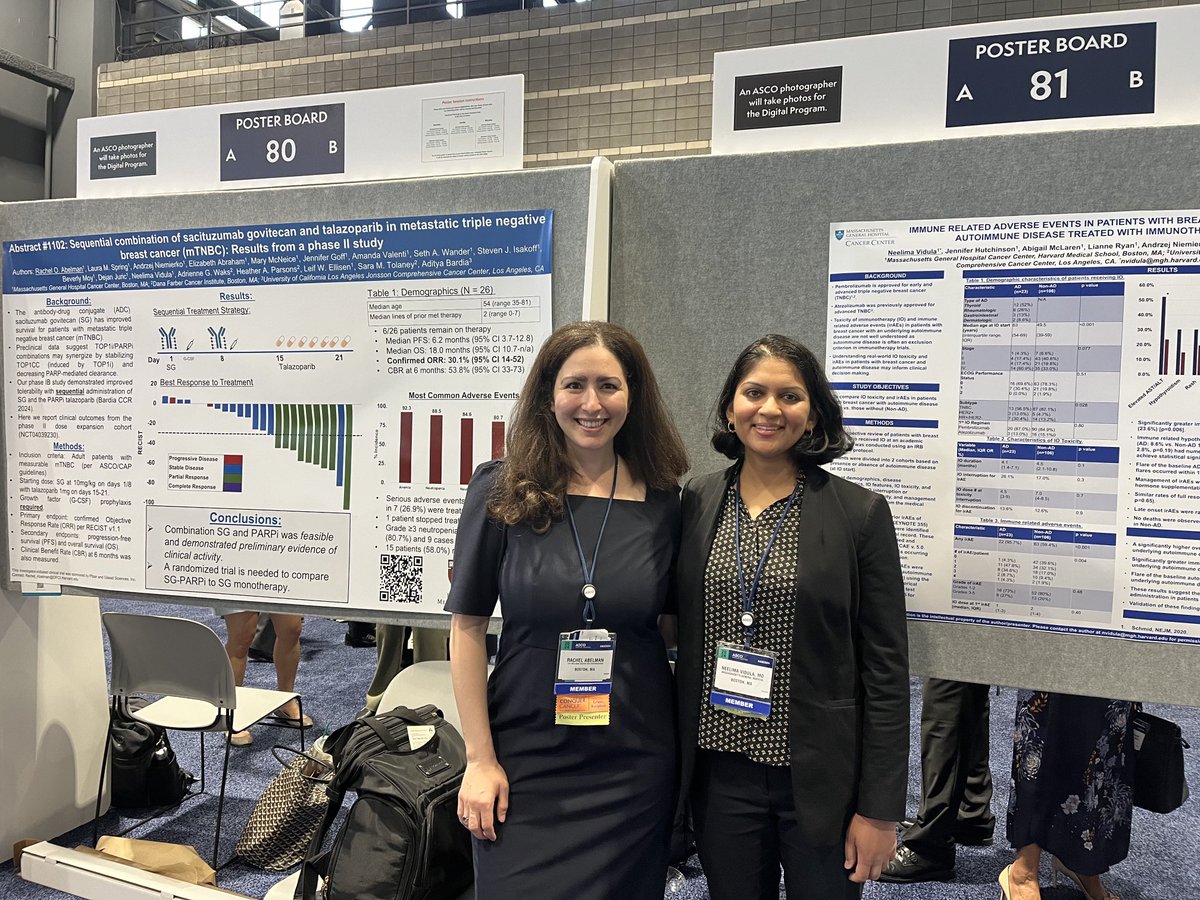 Beverly Moy (@beverlymoy) on Twitter photo Dynamic duo of <a href="/MGHCancerCenter/">Mass General Cancer Center</a> <a href="/MGH_WiO/">MGH Women in Oncology</a> <a href="/MGHBreastOnc/">MGH Breast Oncology</a> <a href="/RachelAbelman/">Rachel Occhiogrosso Abelman, MD</a> and Neelima Vidula presenting breast posters side by side on SG plus PARPi and immune related adverse events Dynamic duo of <a href="/MGHCancerCenter/">Mass General Cancer Center</a> <a href="/MGH_WiO/">MGH Women in Oncology</a> <a href="/MGHBreastOnc/">MGH Breast Oncology</a> <a href="/RachelAbelman/">Rachel Occhiogrosso Abelman, MD</a> and Neelima Vidula presenting breast posters side by side on SG plus PARPi and immune related adverse events