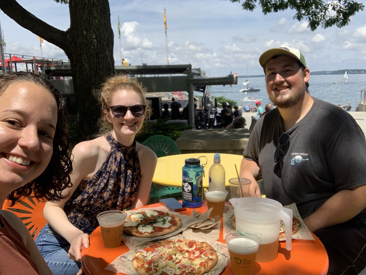 Kicking off #ASLO24 with some Spotted Cow and pizza on the terrace! 🍻🍕❤️ Good to be back in Madison and excited for the week to come :) <a href="/planktongirl16/">Heather Wander</a> <a href="/DexterHoward77/">Dexter Howard</a>