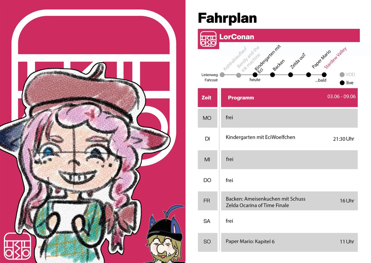LorConan's tweet photo. Lor: Ich möchte Juni und Juli etwas die Streams runter fahren auf 1 bis maximal 2 Streams die Woche.

Conan: erste Juni Woche 3 Streams, die ruhig etwas länger gehen sollen.

#Yolo #Streamplan #VBaker #GerVtuber #Streamer https://t.co/BQTbZ0tMFs