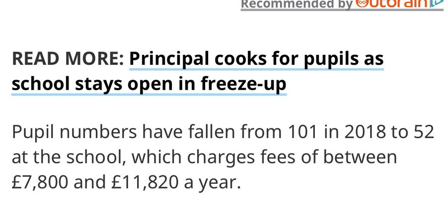 @AllisterHeath Article actually highlights the school has been in increasing trouble due to a halving of pupil numbers since 2018 - and strangely it is the Tories and the cost of living crisis who appear to have created the crisis