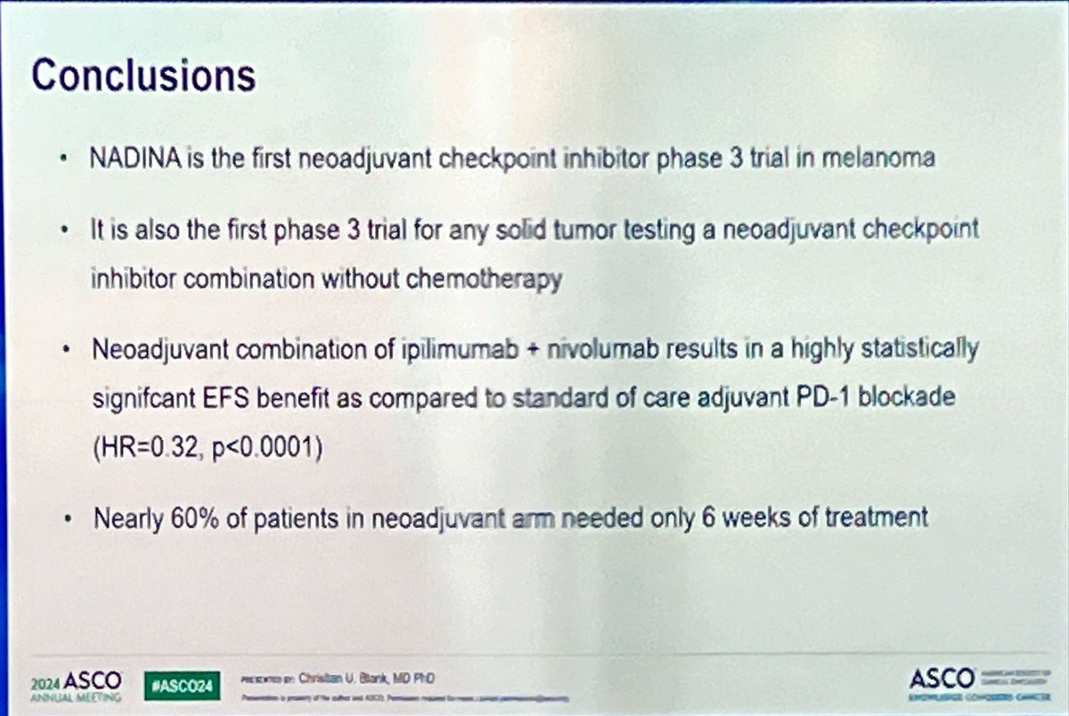 MyriamChalabi's tweet photo. 👏👏👏👏 #NADINA 
- Neoadj 2 cycles of ipi/nivo is better than adj 12x nivo! 
- pts with MPR did not receive adj IO: these pts did even better! 
- now we have to make this standard of care!!!
@ProfGLongMIA @ProfCUBlankNKI @NKI_nl @ASCOPost https://t.co/kUN2BFGTkc