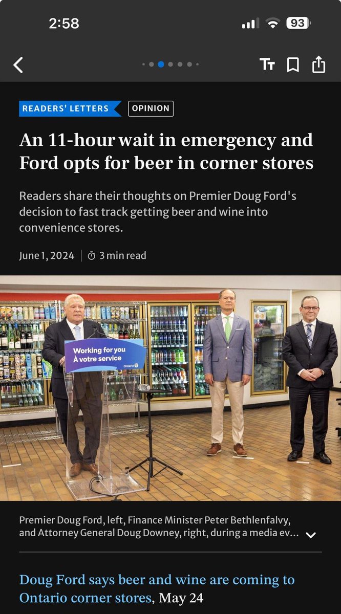 If it took 11 hours to get beer, I would push Ontario to change that. If it takes 11 hours waiting in ER to see a doctor, Ontario says they are "Working for you" to open 8500 new alcohol retailers to the tune of $1 billion. It's a matter of priorities. 
thestar.com/opinion/letter…