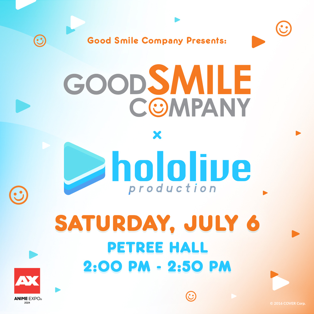 📣 An afternoon with Good Smile Company ＆ hololive production.🍵 Join Good Smile Company for a friendly discussion between GSC's founder Takanori Aki and COVER Corporation CEO Motoaki Tanigo (known as YAGOO)! Product announcements, prizes and more are in store!🌟 #AX2024