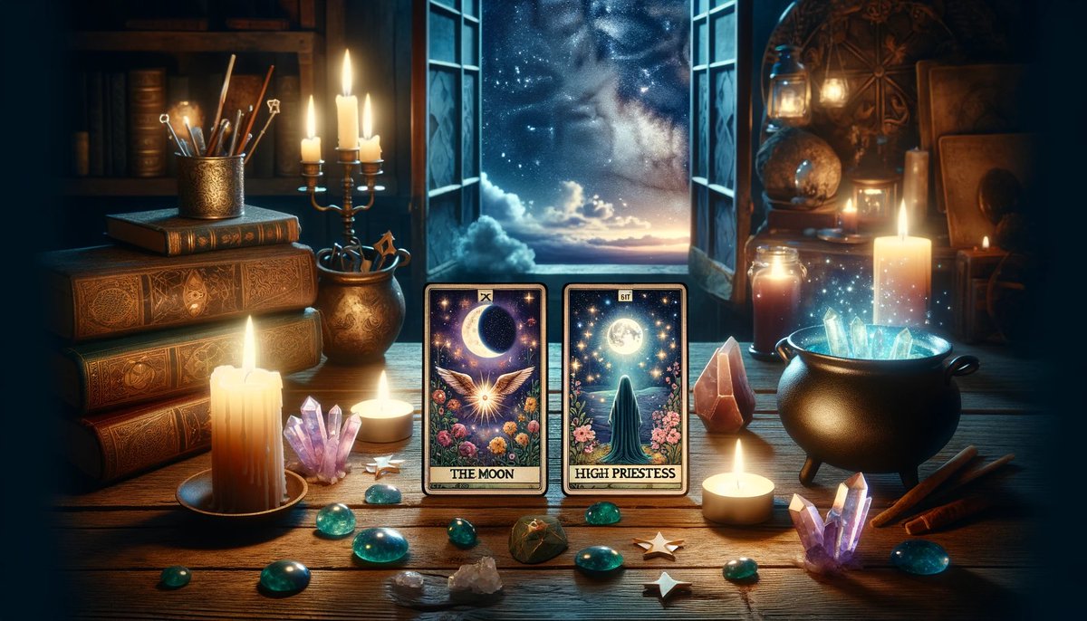Druidshaven's tweet image. 🔮✨ **Witchy Tarot Reading** ✨🔮

Draw your cards:
🃏 The Moon: Trust your intuition.
🃏 The Star: Hope is on the horizon.
🃏 The High Priestess: Embrace your inner wisdom.

May the cards guide your magical journey! 🌙🔮 #TarotTuesday #WitchyWisdom #MysticalGuidance