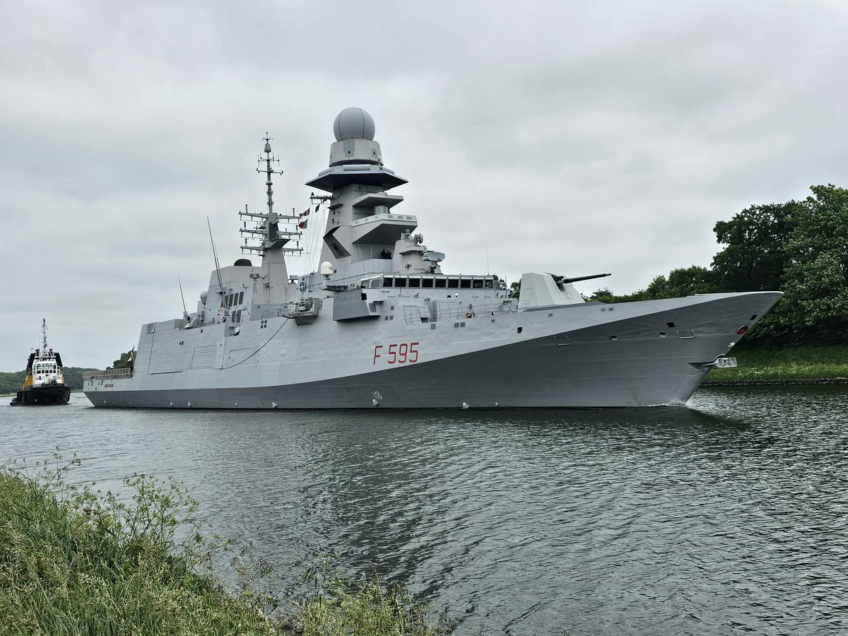 vanBintzios's tweet photo. #shipspotting #marinamilitare #NATO Bergamini-class frigate ITS Luigi Rizzo (F 595) at #NordOstseeKanal westbounds @ItalianNavy @D__Mitch https://t.co/BBeJdIv7jG