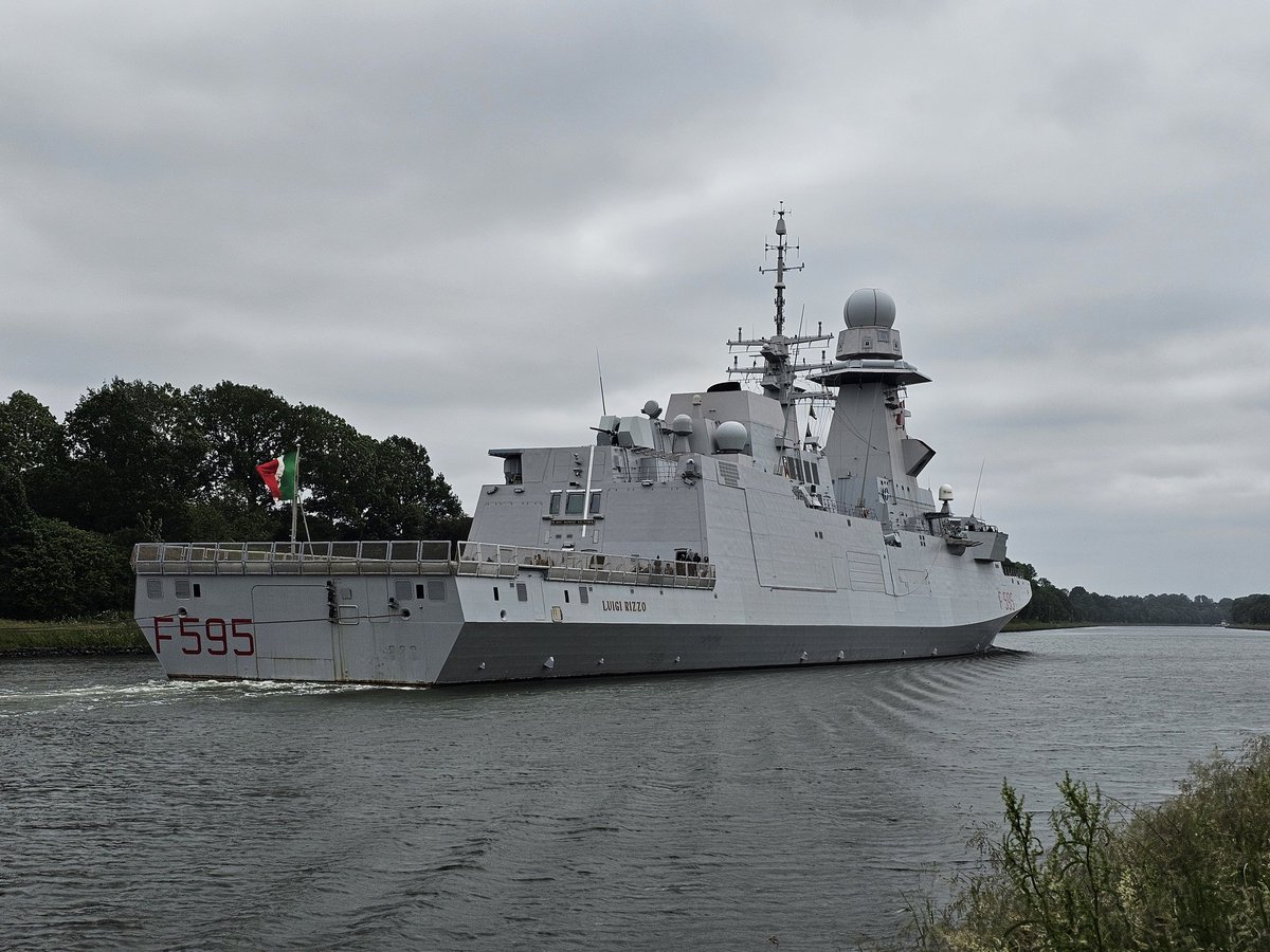 vanBintzios's tweet photo. #shipspotting #marinamilitare #NATO Bergamini-class frigate ITS Luigi Rizzo (F 595) at #NordOstseeKanal westbounds @ItalianNavy @D__Mitch https://t.co/BBeJdIv7jG