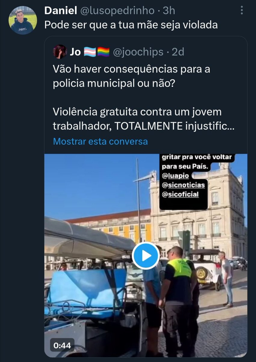 Eu sinto-me mais insegura com homens que desejam que mulheres sejam violadas porque discordam delas/como forma de arremesso político do que com imigrantes.