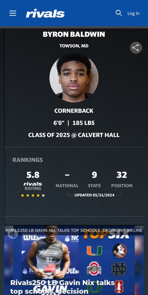 Blessed to have an updated ranking as a 4 star on rivals!! @RivalsFriedman @CHCCoachWard <a href="/CoachOlaAdams/">Coach Ola Adams</a>