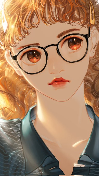 「curly hair looking at viewer」 illustration images(Latest)