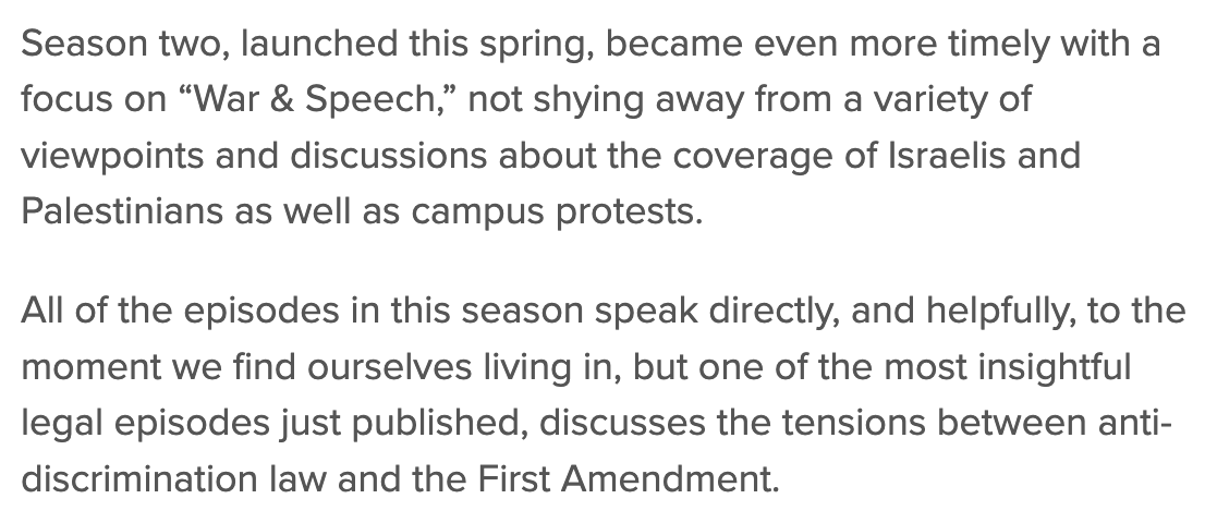 Thanks to @Columbia for plugging 'War & Speech,' @knightcolumbia's podcast exploring the free speech fallout of the war in Israel and Gaza. knightcolumbia.org/content/views-…