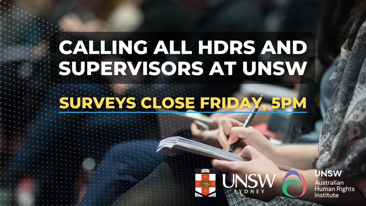HDRs and supervisors at <a href="/UNSW/">UNSW</a> are invited to participate in new research about workplace relationships issues between HDRs and supervisors. Online surveys close this Friday. Find out more: bit.ly/4cvs3Rr