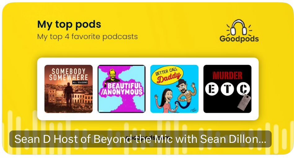 📣 To help get our new “My Top 4 Pods” feature rolling, we’ll retweet the next ten that we see posted on Twitter. Create your list on your Goodpods profile page!

(Hot tip: this will go out to our 100k followers so if you’re a podcaster, it’s great promotion for your show!)