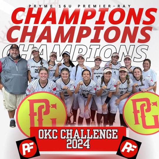 2024 Perfect Game OKC Challenge Champs!  
Team BA - .485 
Team ERA - 1.82
Sacrifices - 7
Next Up - Tulsa Elite Invite this week.  Let’s Go! 

#prymefastpitch
#pryme16uray