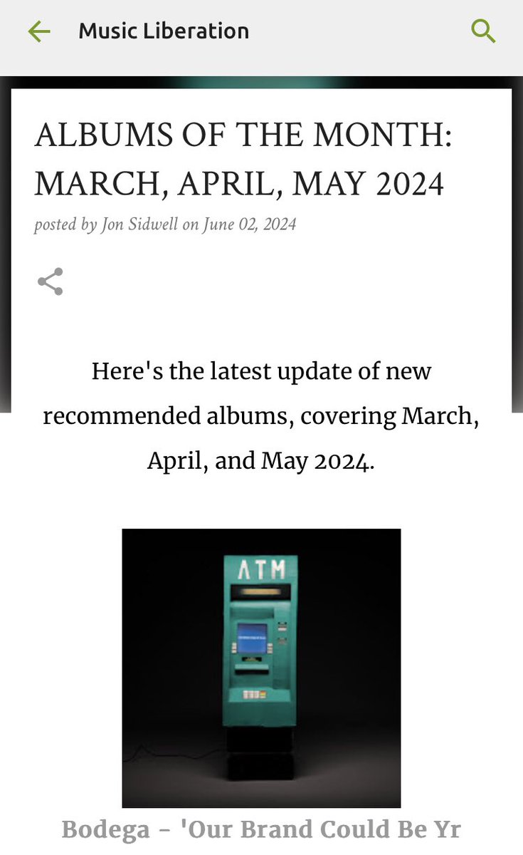 Here’s the latest list of recommended albums from the past few months —&gt; musicliberation.blogspot.com/2024/06/albums…
