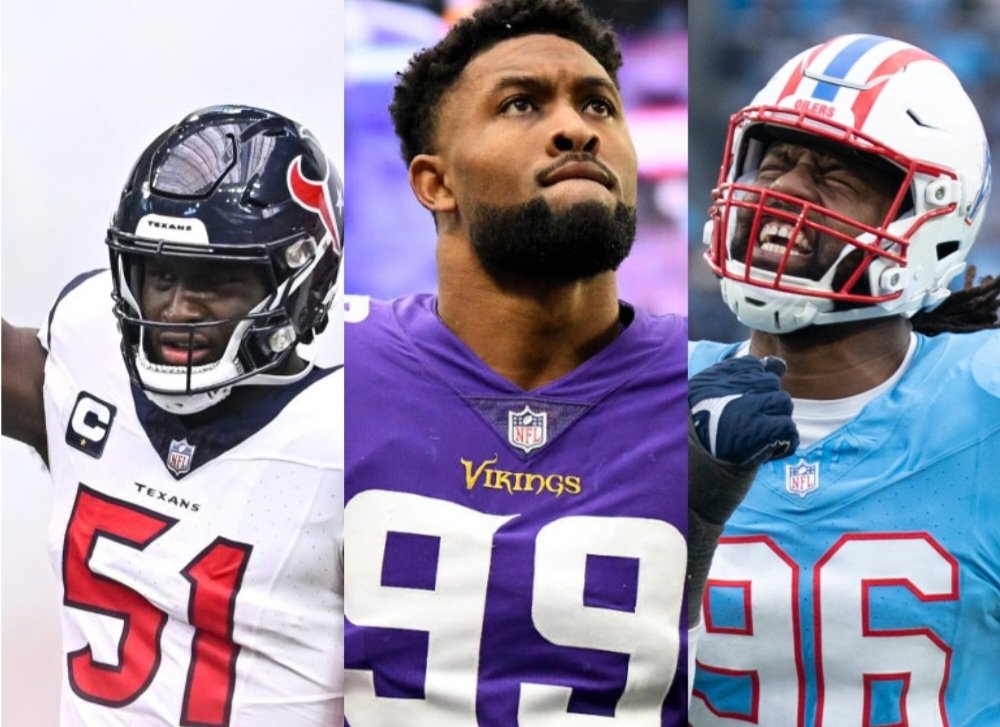 BEST DEFENSIVE LINE IN THE LEAGUE.

The #Texans pass rush trio of Will Anderson, Danielle Hunter and Denico Autry last season...

192 QB Pressures 
34.5 Sacks 

(Via PFF)