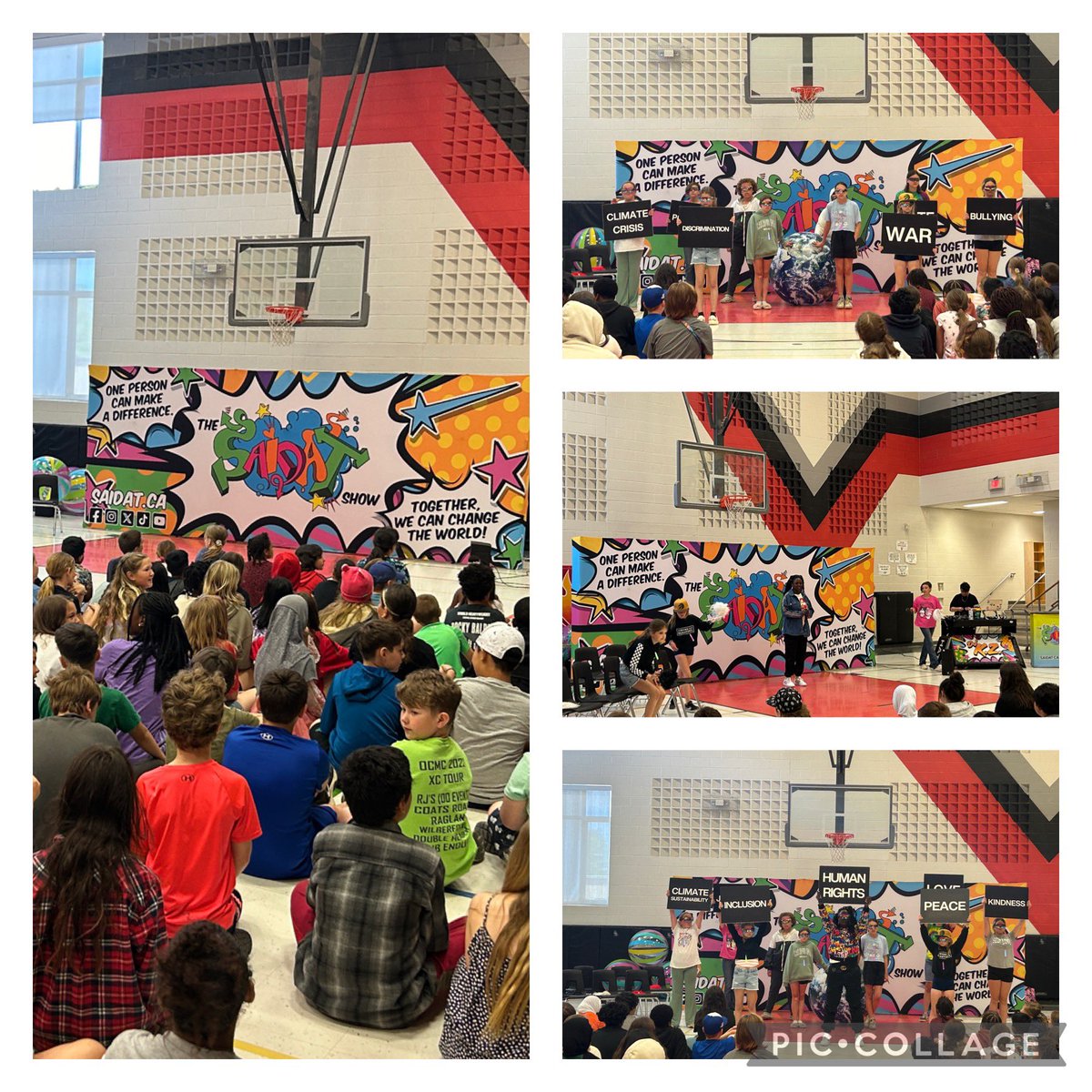 K to grade 8 Students participated the @thesaidatshow to bring awareness to social responsibility and human rights. They had fun learning .What does this have to do with me? It has everything to do with us. Important message to share #CHPSawesome