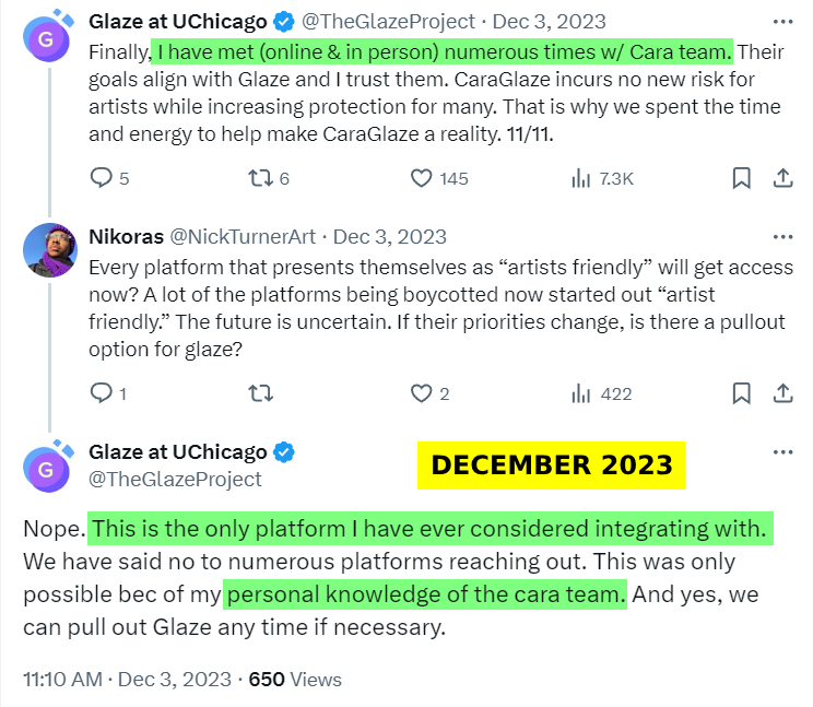 Para quienes nos consultan sobre ciertas capturas de CARA que andan circulando, sepan que de igual modo han difamado a Karla Ortiz en el pasado. De igual modo lanzaron injurias contra GLAZE y ahora van contra CARA. No hacemos futurología. Nos basamos en hechos concretos.