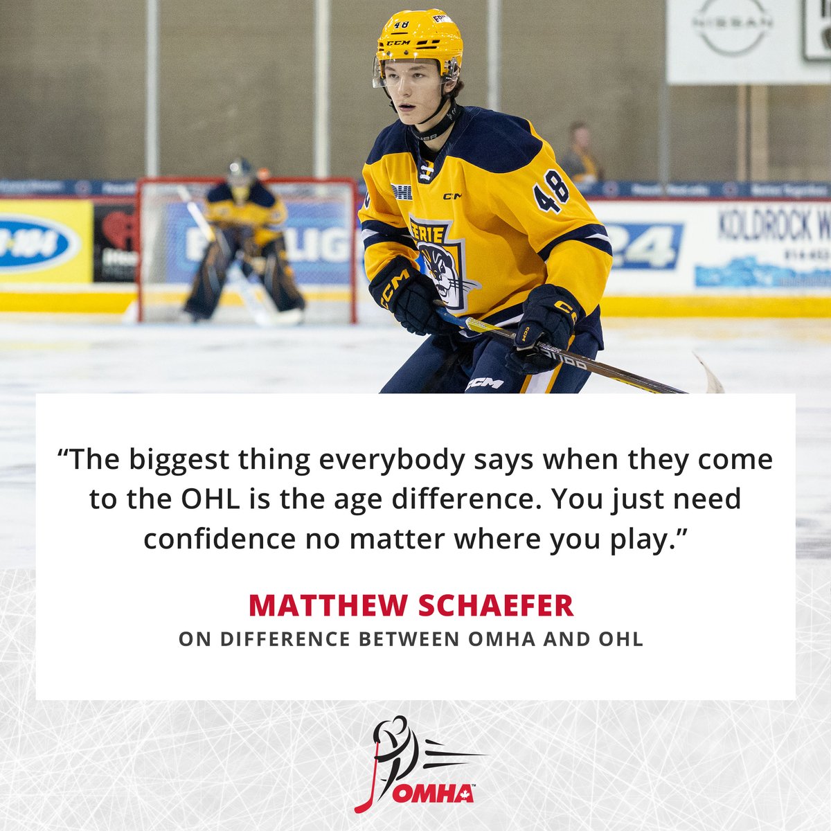 #OMHA grad Matthew Schaefer (@ErieOtters) shares the biggest difference between minor hockey and the @OHLHockey: hubs.li/Q02y_0X90