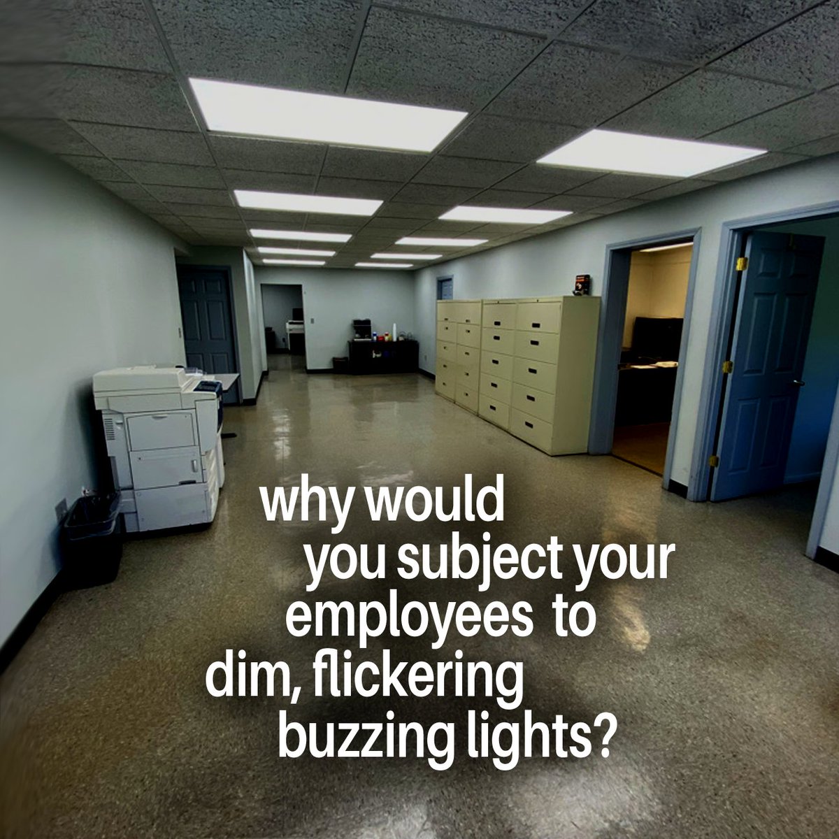 EAG_LED's tweet image. BRIGHTER IS SAFER. Employees, customers and profit are negatively impacted by bad lighting. Doesn't matter if it's an office, warehouse, break room, rest room, storeroom or parking lot. An LED upgrade means no employee mistakes, no flickering light migraines, no OSHA problems.