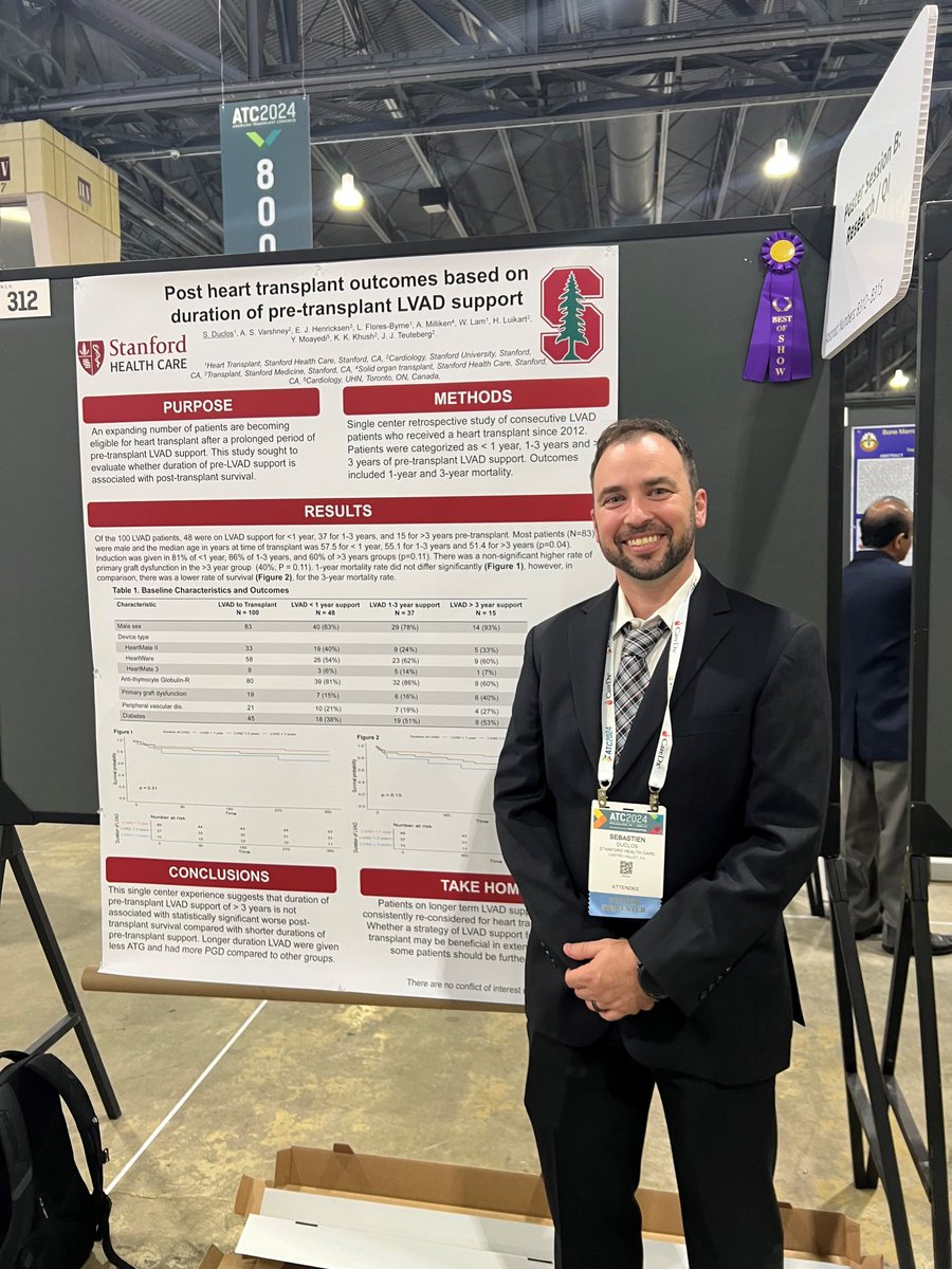Jeff Teuteberg (@jeffteuteberg) on Twitter photo Another conference, another 🏆winning poster, this time <a href="/stanford_hf/">Stanford Heart Failure, Cardiac Transplant and MCS</a>'s Sebastien Duclos, 🌟xplant/VAD APP‼️ <a href="/ast_info/">American Society of Transplantation (AST)</a>'s 2024 <a href="/ATCMeeting/">AmericanTransplantCongress</a> <a href="/tcccop/">TCC Community of Practice (TCC COP) - AST</a> <a href="/amjtransplant/">American Journal of Transplantation</a> <a href="/ISHLT/">The ISHLT</a> <a href="/StanfordHealth/">Stanford Health Care</a> <a href="/Stanford/">Stanford University</a> <a href="/StanfordCTSurg/">Stanford Cardiothoracic Surgery</a> <a href="/KiranKhush1/">Kiran Khush</a> <a href="/Erik_Henricksen/">Erik Henricksen</a> <a href="/EldrinL/">Eldrin Lewis</a> <a href="/SunnyVMD/">Sunny Varshney, MD</a> Another conference, another 🏆winning poster, this time <a href="/stanford_hf/">Stanford Heart Failure, Cardiac Transplant and MCS</a>'s Sebastien Duclos, 🌟xplant/VAD APP‼️ <a href="/ast_info/">American Society of Transplantation (AST)</a>'s 2024 <a href="/ATCMeeting/">AmericanTransplantCongress</a> <a href="/tcccop/">TCC Community of Practice (TCC COP) - AST</a> <a href="/amjtransplant/">American Journal of Transplantation</a> <a href="/ISHLT/">The ISHLT</a> <a href="/StanfordHealth/">Stanford Health Care</a> <a href="/Stanford/">Stanford University</a> <a href="/StanfordCTSurg/">Stanford Cardiothoracic Surgery</a> <a href="/KiranKhush1/">Kiran Khush</a> <a href="/Erik_Henricksen/">Erik Henricksen</a> <a href="/EldrinL/">Eldrin Lewis</a> <a href="/SunnyVMD/">Sunny Varshney, MD</a>