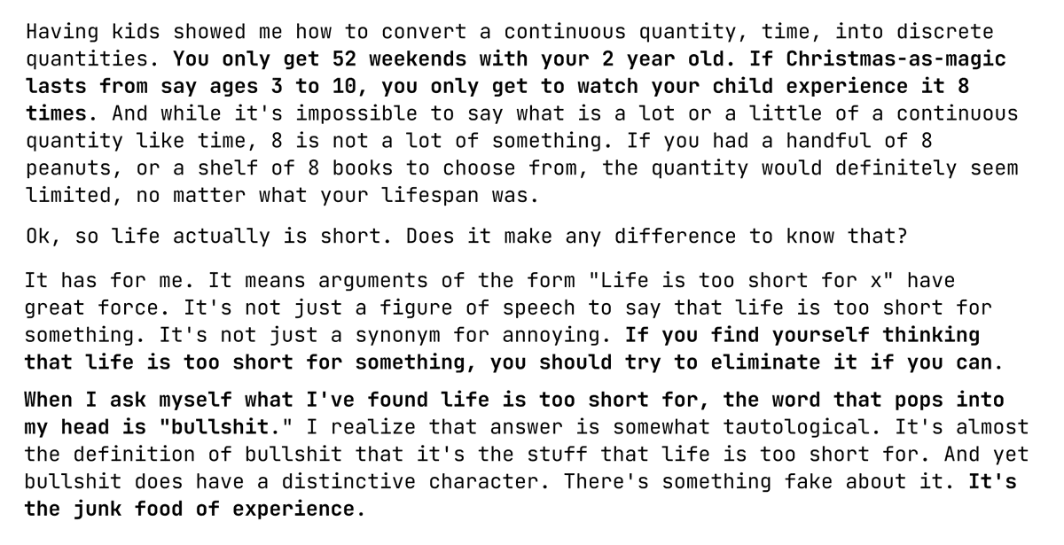 Paul Graham on the shortness of life