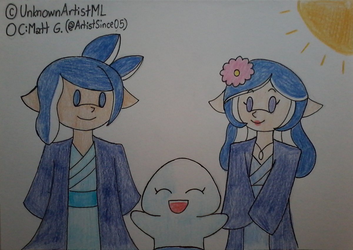 UnknownArtistML's tweet photo. ART TRADE with @ArtistSince05.
Caroline (as a baby) with her biological parents.
#UnknownArtistML #MattG #Caroline #SplatoonOC #TraditionalArt #OriginalCharacter https://t.co/DYyPIXTxX9