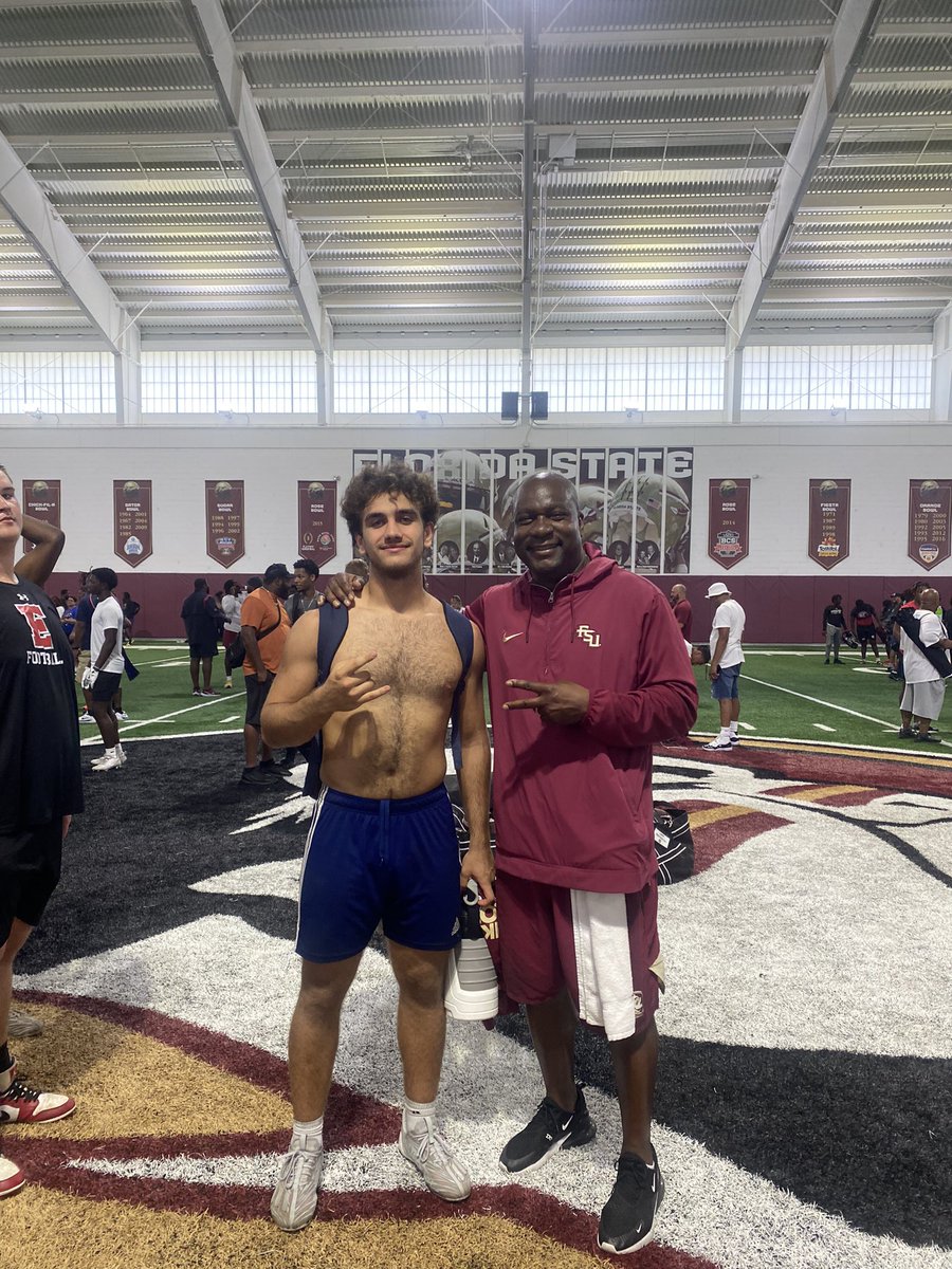 Thank you <a href="/CoachYACJohnson/">DAVID JOHNSON</a> and <a href="/FSUFootball/">FSU Football</a> for coaching me up and helping me get 1% better today. GO NOLES!! #keepclimbing #eagleeyes