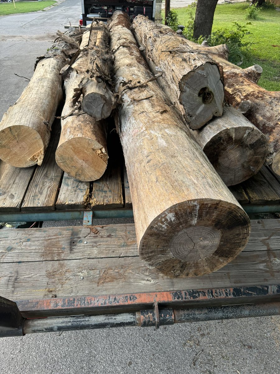 We don't normally pick up softwood but this is an exception!  Some pine for a rustic cabin restoration and then a couple of cedar logs. kraftslogworks.com