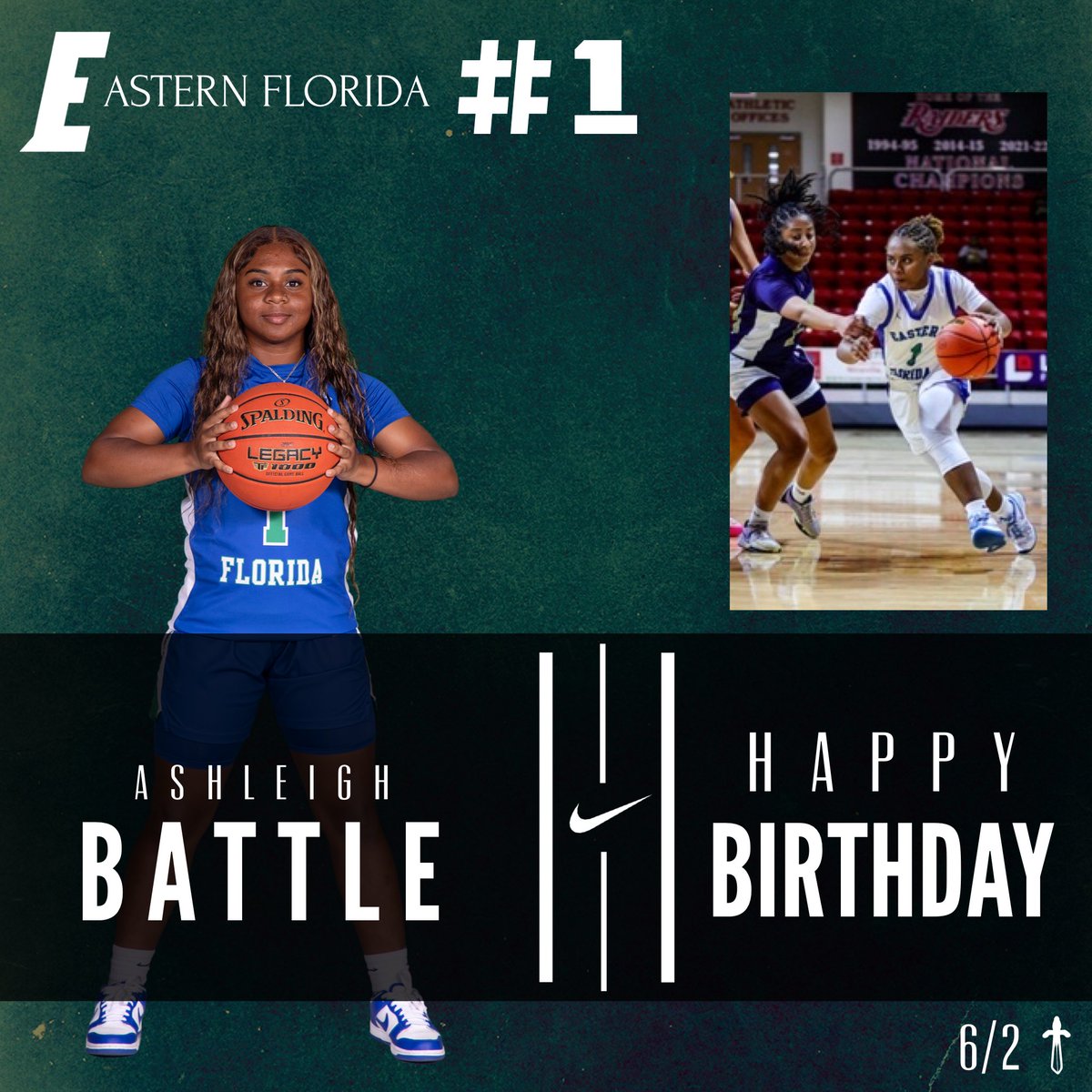 Happy Birthday to our #1 Ashleigh Battle! Your vision of the court is insane and your selflessness to make everyone around you better is admirable. We love the sassiness you bring each day along with the grit you possess and your heart for the game. We love you! 💙💚