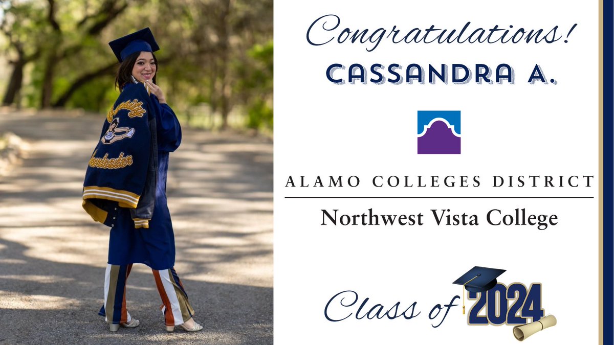 O'Connor Cheer (@cheerconnor) on Twitter photo 🎓#SeniorSunday
Congrats, Cassandra! 👏🎉
2 yr member of OC Cheer
Attending: <a href="/govista/">Northwest Vista College</a>
Majoring: Informational Technology Mgmt.
"I will miss game day pep rallies, they were a great way to start my day!""
#nwvwildcats🐾 🎓#SeniorSunday
Congrats, Cassandra! 👏🎉
2 yr member of OC Cheer
Attending: <a href="/govista/">Northwest Vista College</a>
Majoring: Informational Technology Mgmt.
"I will miss game day pep rallies, they were a great way to start my day!""
#nwvwildcats🐾