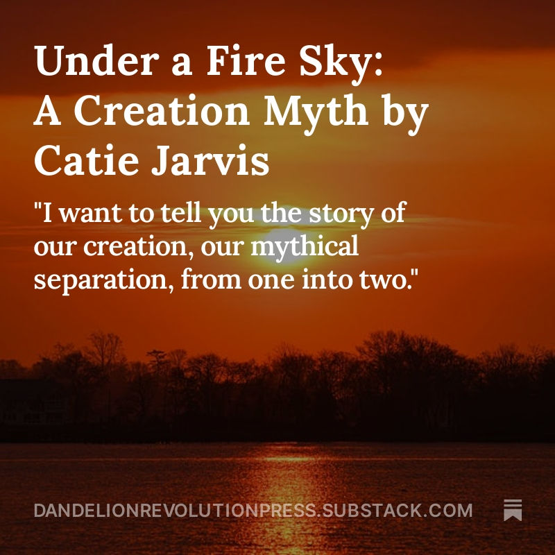 DandelionPress's tweet photo. Take a moment to read this stunning personal essay. "Under a Fire Sky: A Creation Myth" by Catie Jarvis https://t.co/PzWwTXTsqM https://t.co/UNyX2Ei5Xt