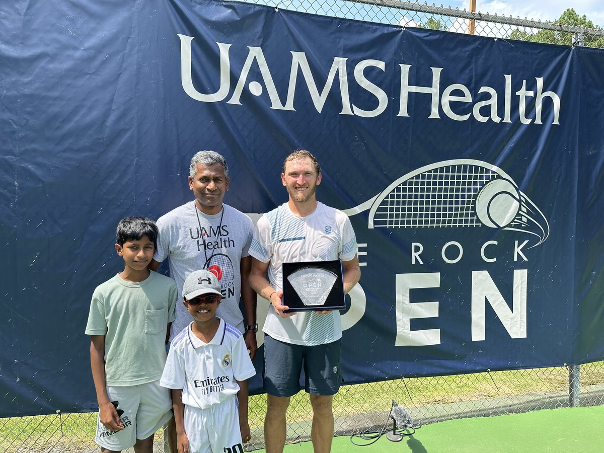 UAMS Health Little Rock Open (@littlerockopen) on Twitter photo Dr. Muthu Kumaran, director of the bone marrow transplant program <a href="/uamscancer/">UAMS Cancer</a>, & sons Dan & Sam congratulate Mitchell Krueger of Dallas, winner of the 2024 UAMS Health Little Rock Open. That’s a wrap for this year’s tournament. See you next year! 🎾🏆🇺🇸 Dr. Muthu Kumaran, director of the bone marrow transplant program <a href="/uamscancer/">UAMS Cancer</a>, & sons Dan & Sam congratulate Mitchell Krueger of Dallas, winner of the 2024 UAMS Health Little Rock Open. That’s a wrap for this year’s tournament. See you next year! 🎾🏆🇺🇸