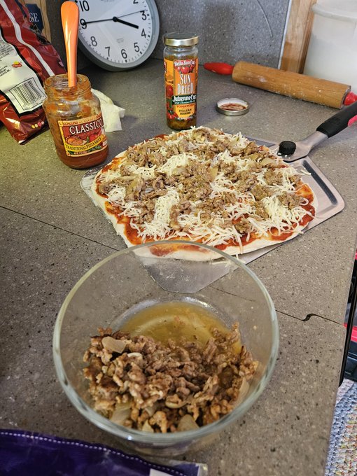 Making homemade pizza from scratch. https://t.co/8lOGfIgHXM